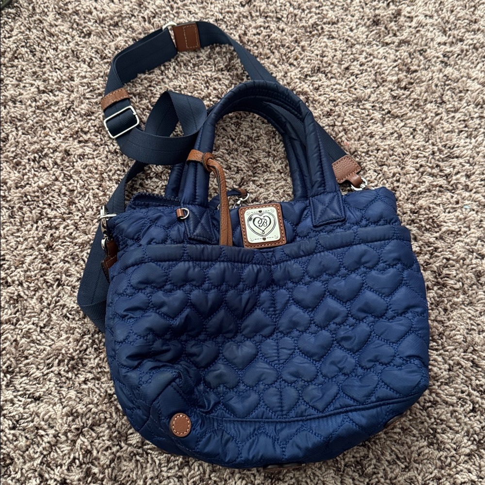 Brighton Navy and Tan Quilted Handbag